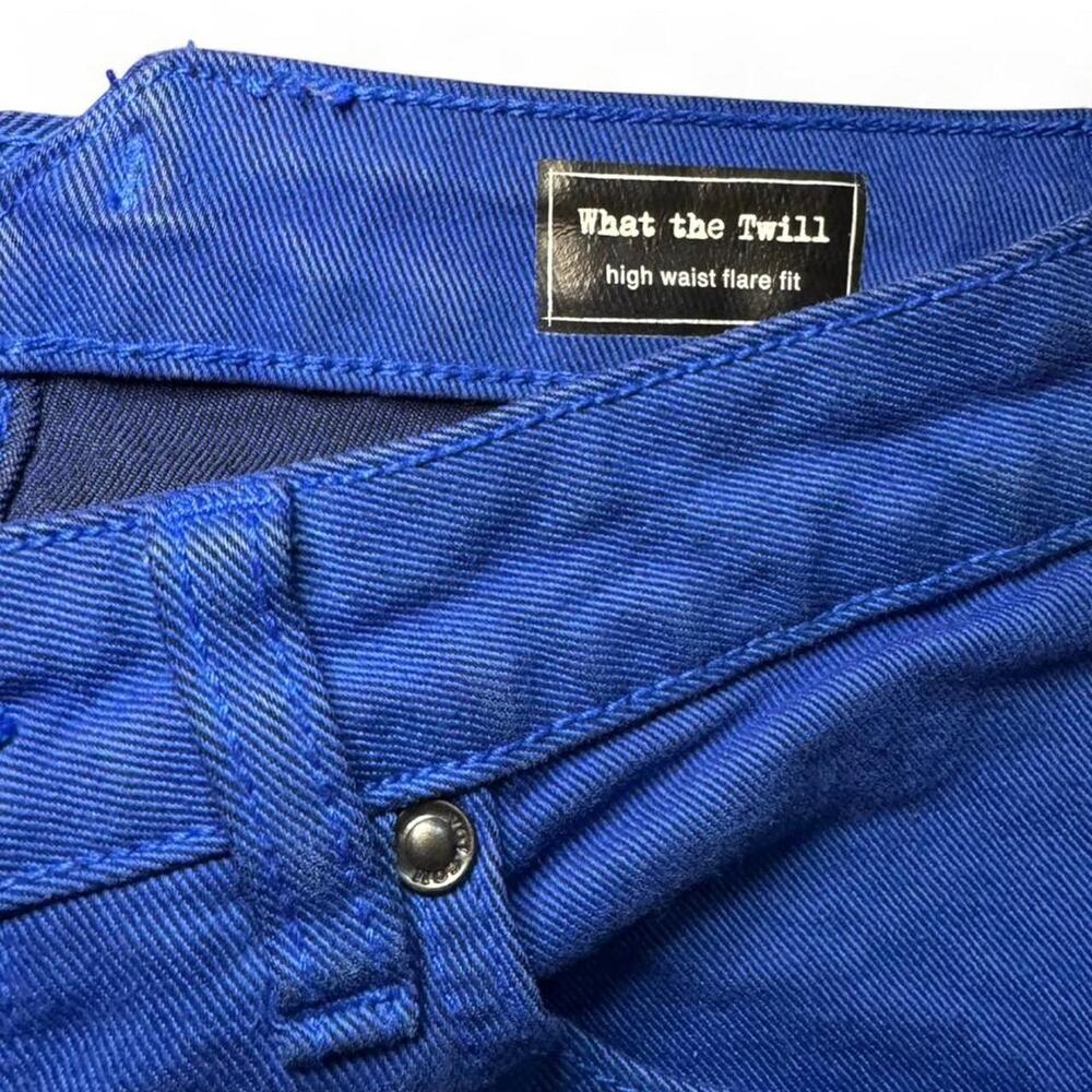 NWT Volcom Women’s Mid-Rise What The Twill Flare Denim Royal Blue Jeans — Size 1 - Picture 5 of 8